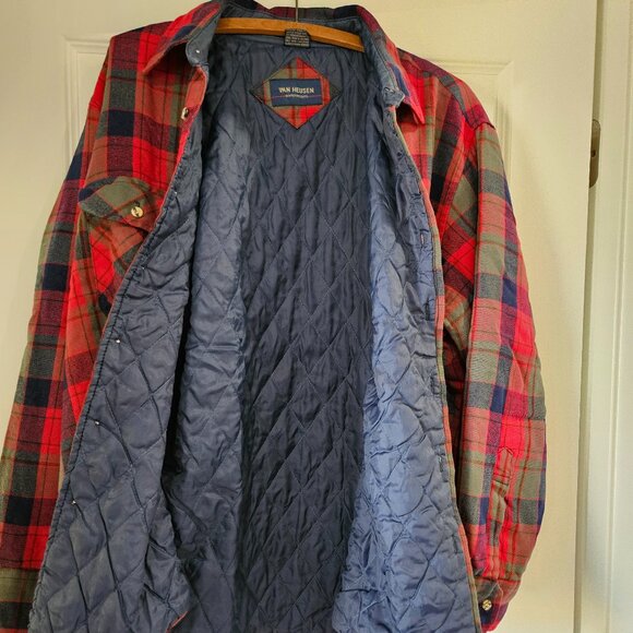 Vintage Van Heusen Red Plaid Quilted Flannel Shacket - Picture 1 of 2